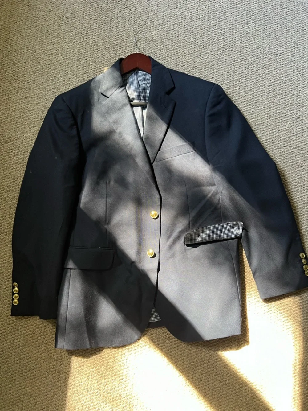 Stafford Dark Navy Sport Coat with Gold Buttons